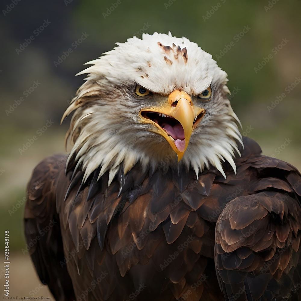 Obraz premium Bald eagle gliding against blue sky