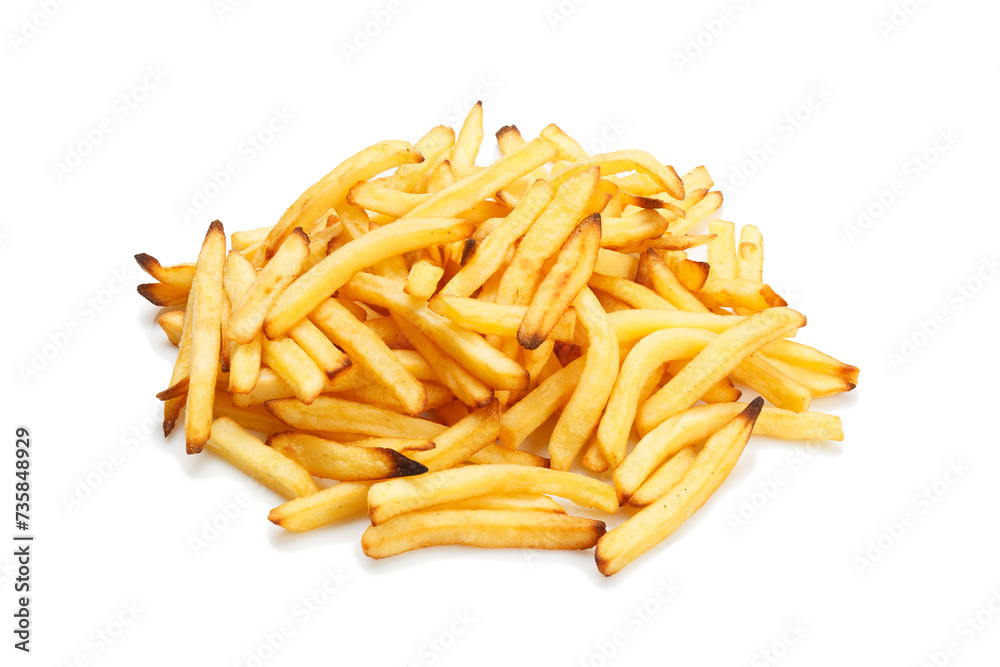 Heap of fried potatoes isolated on white background. Heap of fried potatoes isolated on white background.
