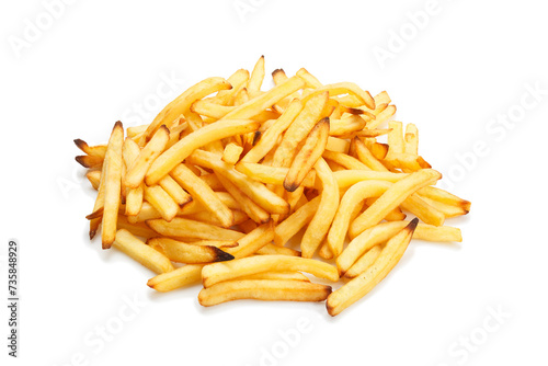 Heap of fried potatoes isolated on white background.