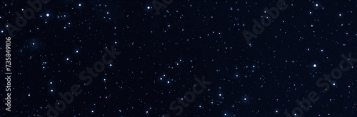 Panoramic starry night sky. Galaxy space background. Glowing stars in space. New Year, Christmas and celebration banner background concept.