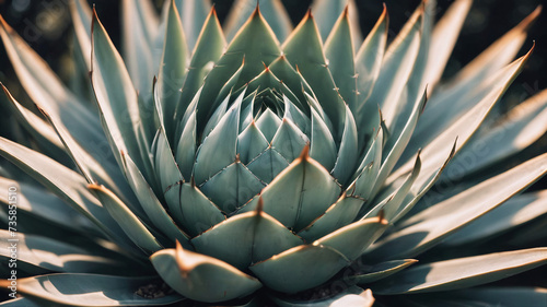 Close up of verigated Agave photo
