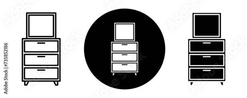 Dresser outline icon collection or set. Dresser Thin vector line art