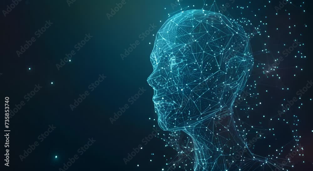 Digital human profile, the concept of artificial intelligence and technology.