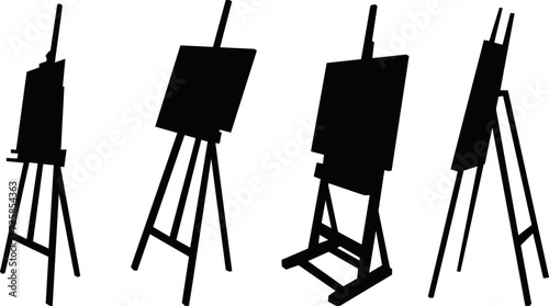 easels for drawing silhouette on white background vector