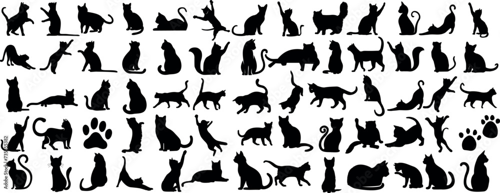 playful cat silhouette in various poses. cat vector are Perfect for pet themed vector illustrations. Captures the essence of feline behavior and movement playful cat silhouette in various poses. cat vector are Perfect for pet themed vector illustrations. Captures the essence of feline behavior and movement