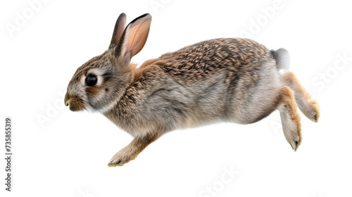 running rabbit isolated on transparent background photo