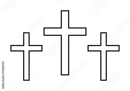Icono negro de cruces en fondo blanco.