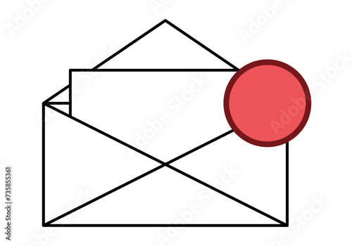 Icono negro de email con notificación.
