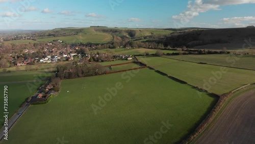 Slow flight over Wiltshire with the village of Bratton in the distance photo