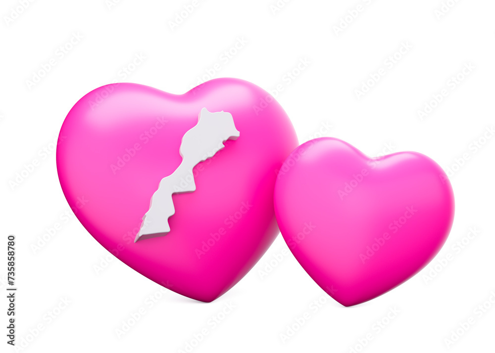 3d Shiny Pink Hearts With 3d White Map Of Morocco Isolated On White Background 3d Illustration 3d Shiny Pink Hearts With 3d White Map Of Morocco Isolated On White Background 3d Illustration