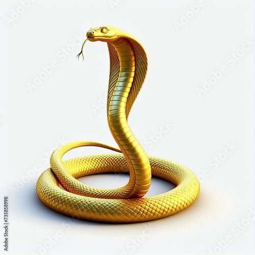 Gold 3D model of the Chinese zodiac animal: snake on a white background.