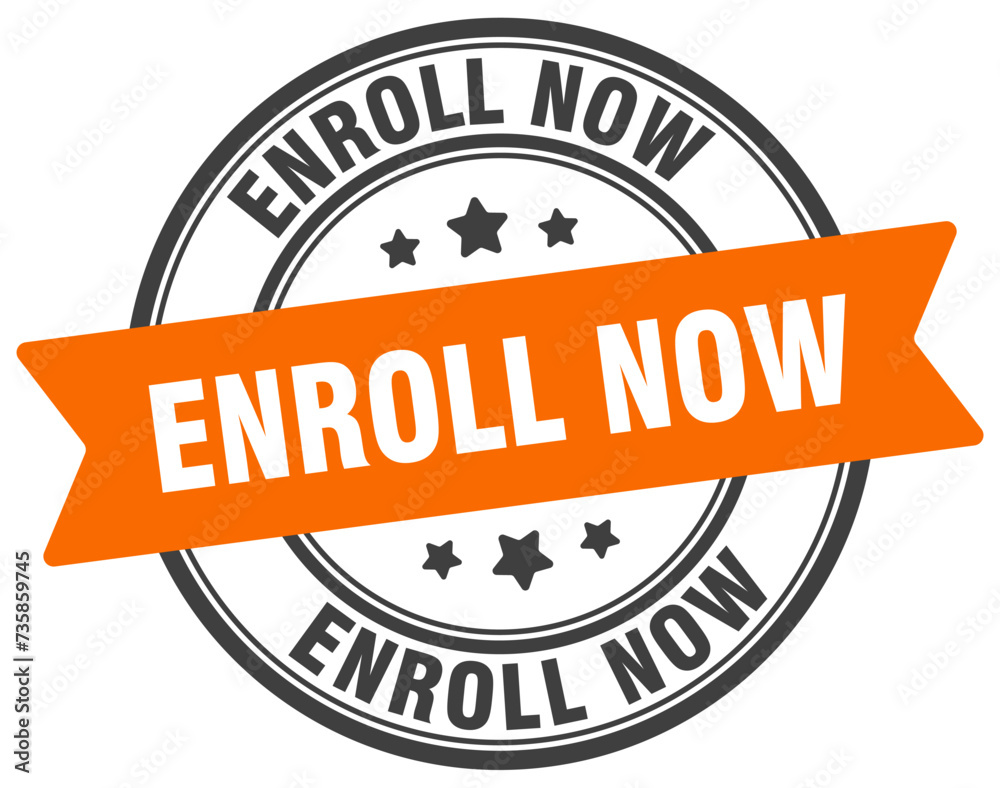 enroll now stamp. enroll now label on transparent background. round sign enroll now stamp. enroll now label on transparent background. round sign