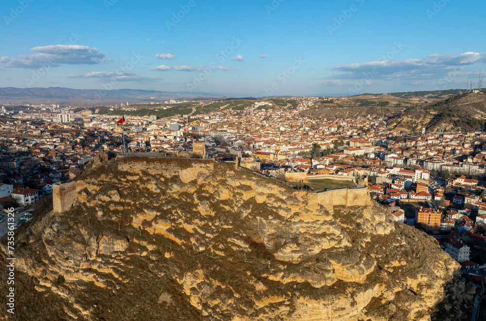 Landscape of historical Kastamonu castle on the hills near the city, Kastamonu, Turkey