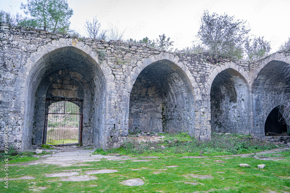 Scenic views of The kargıhan, located on the old Alanya-Konya caravan han route which crossed the Taurus Mountains that linked Antalya to Beyşehir and Konya. Scenic views of The kargıhan, located on the old Alanya-Konya caravan han route which crossed the Taurus Mountains that linked Antalya to Beyşehir and Konya.