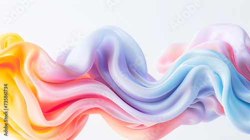 Abstract Colorful Swirl Liquid on White Background