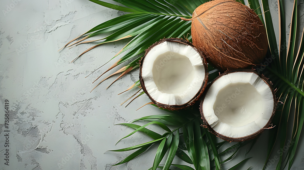 coconuts laying on a empty tropical background coconuts laying on a empty tropical background