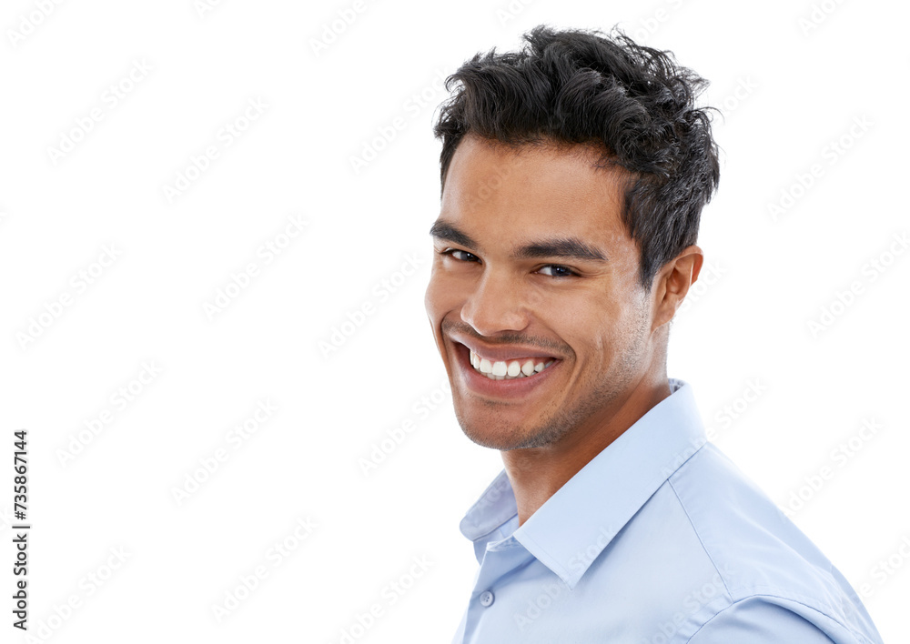 Face, smile and business man in studio for professional, happy and legal career on a white background. Portrait of Mexican worker, lawyer or employee with confidence, headshot and mockup for law firm Face, smile and business man in studio for professional, happy and legal career on a white background. Portrait of Mexican worker, lawyer or employee with confidence, headshot and mockup for law firm