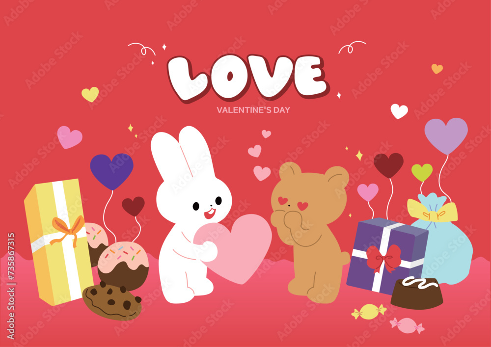 Naklejka premium 사랑스러운 커플을 위한 발렌타인 데이