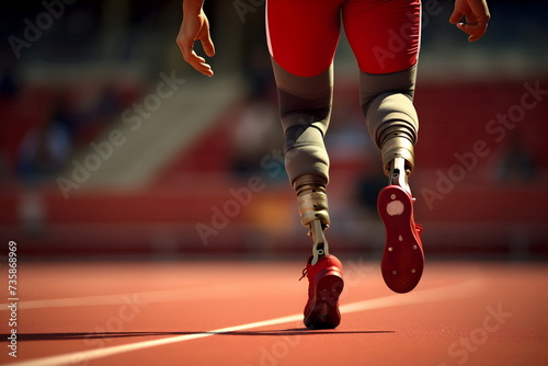 man run with artificial leg in paralympic games