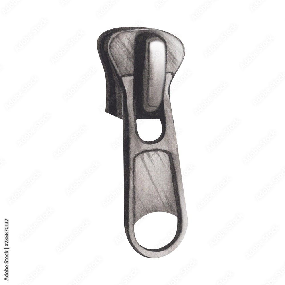Tractor runner with metal zipper. Zipper for design and sewing. Functional detail. Watercolor illustration isolated background. Element for seamstress, dressmaker, designer. Sewing store Tractor runner with metal zipper. Zipper for design and sewing. Functional detail. Watercolor illustration isolated background. Element for seamstress, dressmaker, designer. Sewing store