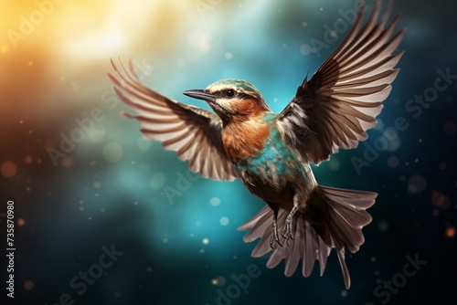 a bird flying in the sky © Roman