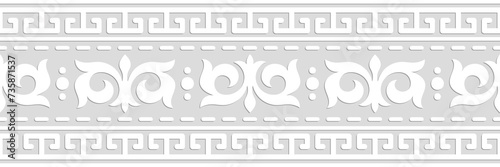 Ethnic seamless border, light gray background on the theme of Turkic art, vector design, banner