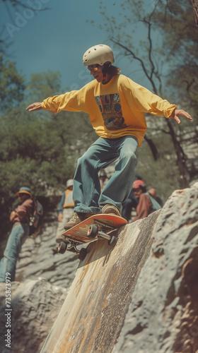  teen on skatingboard, street photo,ai