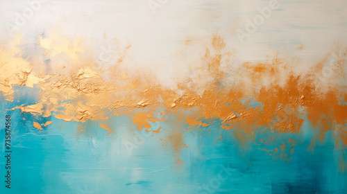 abstract background of blue and yellow oil paint on a wooden surface