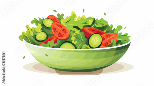 Salad bowl food on white background flat vector.