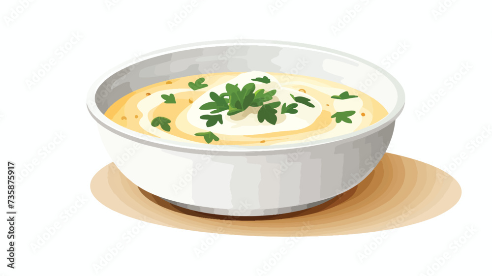 Bowl of food on white background flat vector.