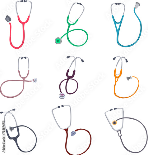 stethoscope set cartoon vector illustration