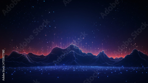 Abstract digital landscape with particles dots