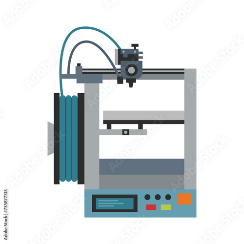 3d printer isolated on white background. 3d concept. Technology concept.