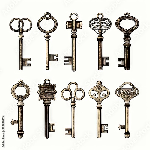 Sketched Keys, Hand Drawn Lock Picks, Engraving Key Collection