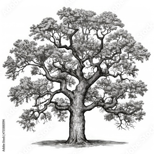 Old Oak Tree Sketch  Hand Drawn Sketched Tree  Engraving Huge Lime Tree  Ink Pencil AI Illustration