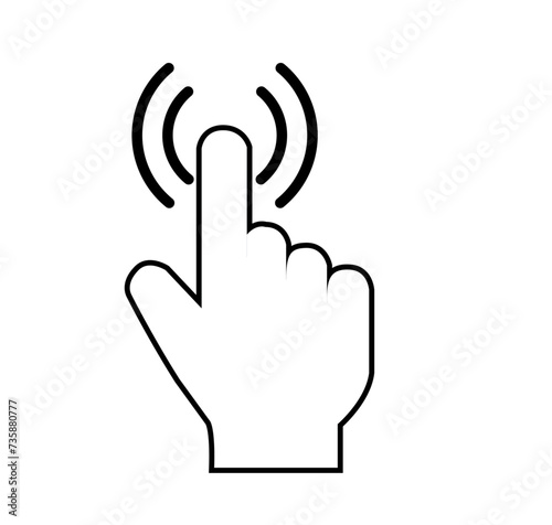 Hand icon,Hand click,cursor hand,Finger cursor, hand icon pointer,Touch icons, on white background,Vector illustration, Black waves, flat, isolated, horizontal,