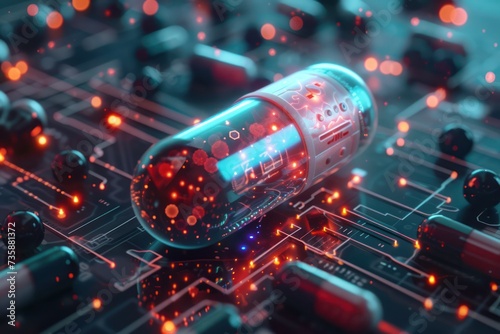 AI-integrated pill signifies advanced treatments.