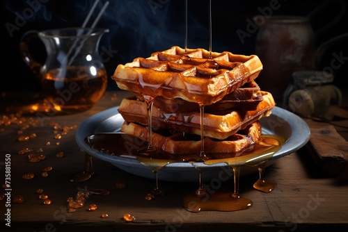 waffles drizzled with delicious honey