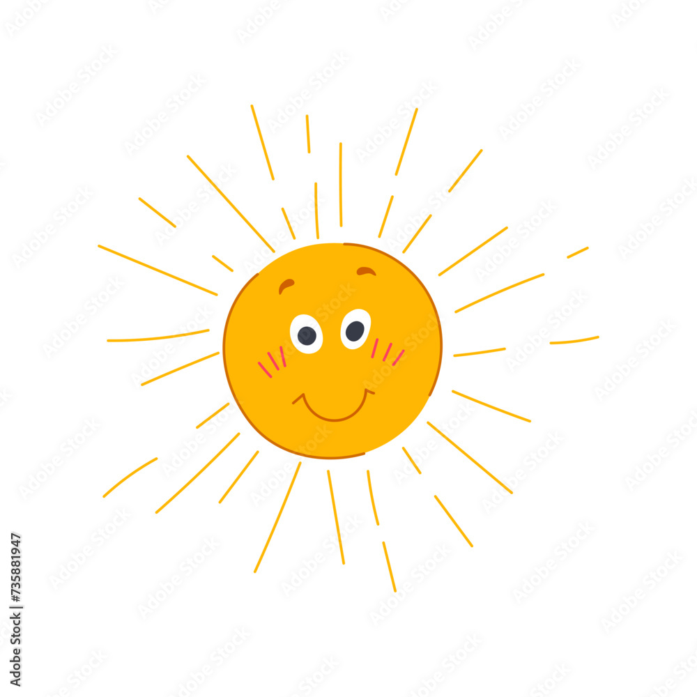 summer sun character cartoon vector illustration