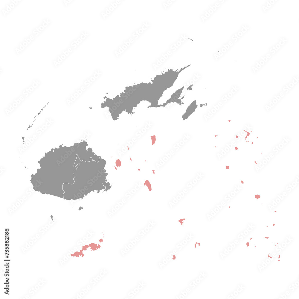 Eastern Division map, administrative division of Fiji. Vector illustration.