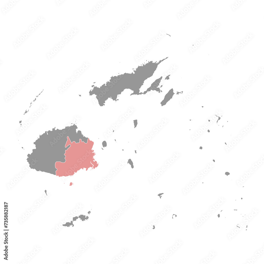 Central Division map, administrative division of Fiji. Vector illustration.