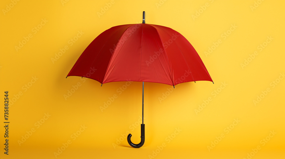 an open umbrella on an yellow background