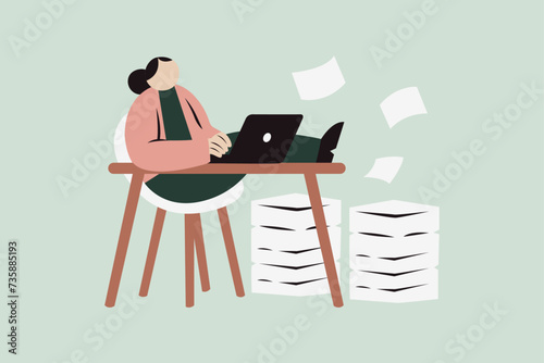 Workaholic freelance Vector Illustration