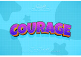 Courage 3D vector text effect graphic style. Editable vector headline and title template.