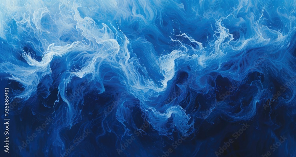 Abstract Painting of Blue and White Waves Abstract Painting of Blue and White Waves