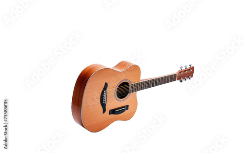 Acoustic Guitar With White Background. An image of an acoustic guitar placed on a white background.