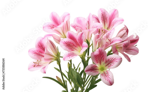 Delicate pink flowers gracefully adorn a vase  creating a captivating centerpiece on a table.