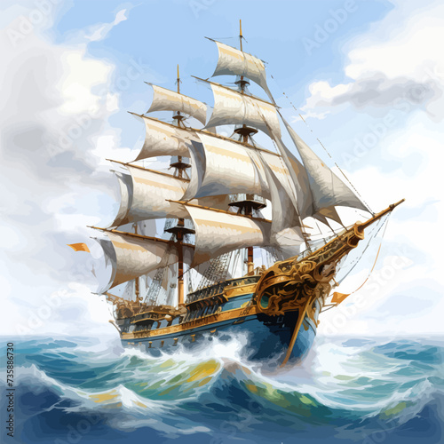 Ship Painting. Vector illustration design.