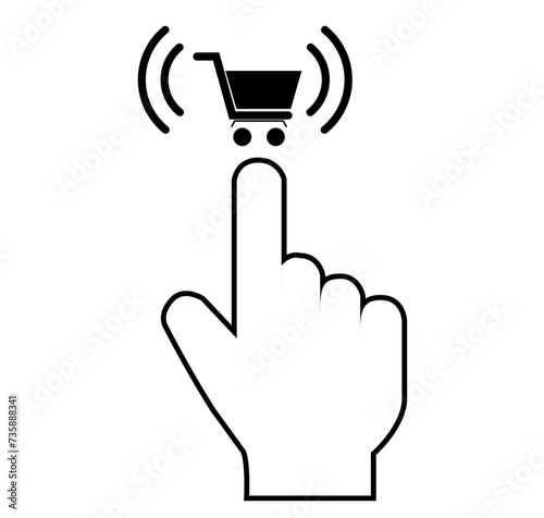 Hand icon,Hand click,cursor hand,Finger cursor, hand icon pointer,Touch icons, on white background,Vector illustration, Black waves, flat, isolated, horizontal, shopping, cart,