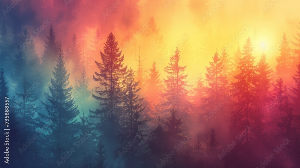 Forest Landscape with Gradient Foliage Forest Landscape with Gradient Foliage